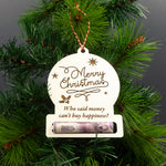 4x Christmas tree cash tree decorations. Wooden money gifting holders