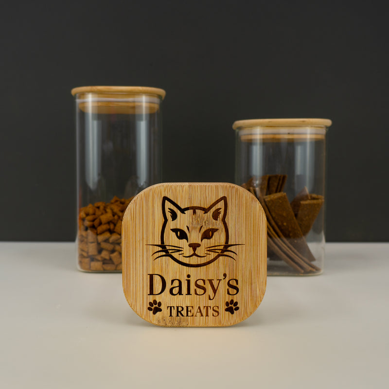 Personalised cat treat jar