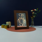 Funny pop art Cin Cin Light up LED framed sign Retro typography
