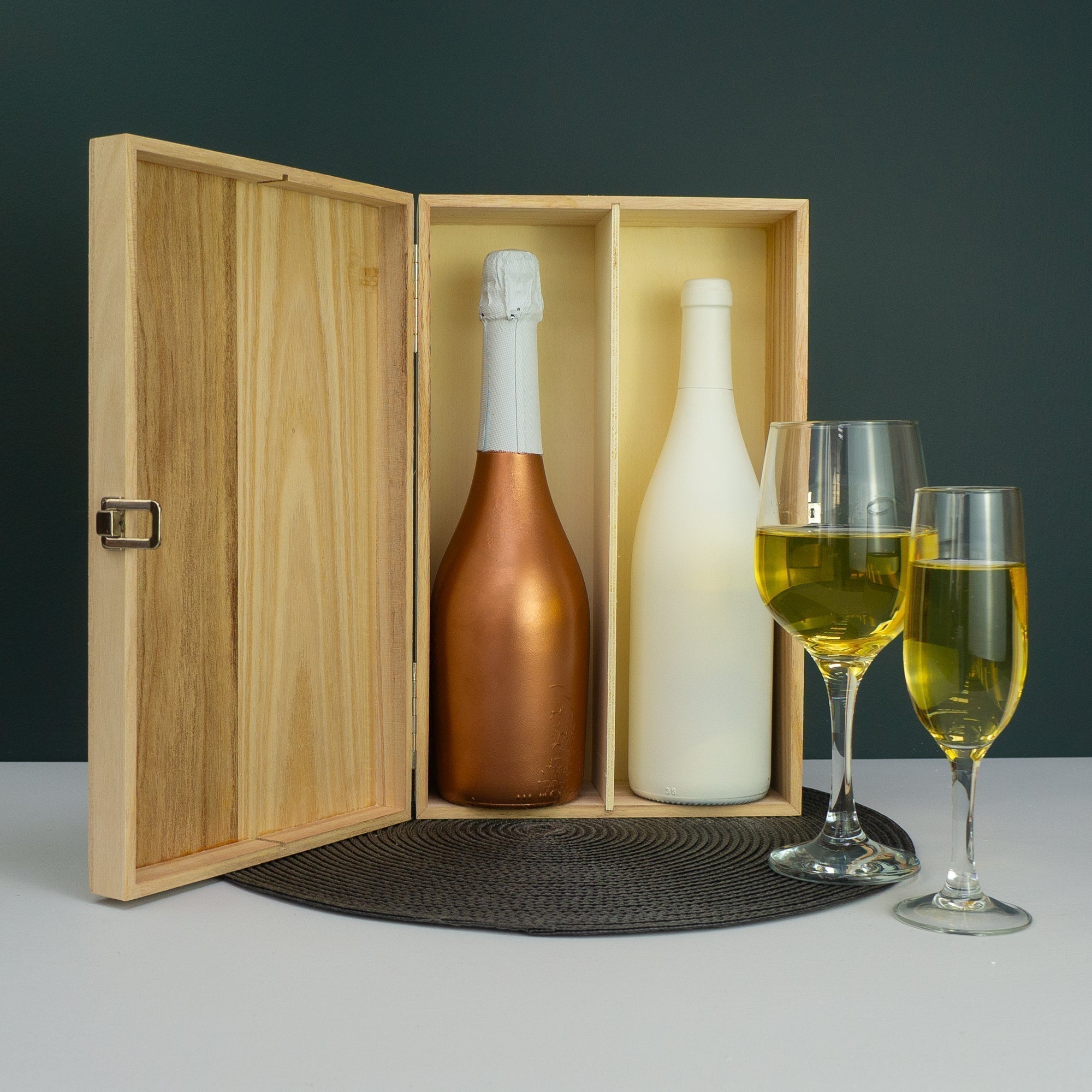 Personalised twin champagne bottle presentation box