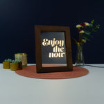 Decorative home funny pop art Enjoy the now Light up LED framed sign Retro typography