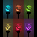 Custom graveside light up LED name plaque. Solar powered multi colour garden cemetery remembrance decor.