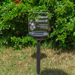 Floral sympathy gift custom made grave marker. Personalised solar powered light up LED sign. Memorial garden graveside name plaque