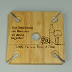 Personalised wooden wine glass and bottle tray