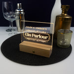 Mini personalised gin parlour sign. Small home neon decoration