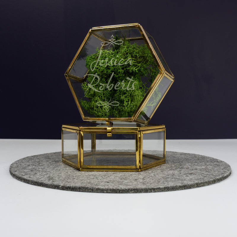 Personalised glass and metal trinket box