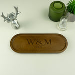 Monogram couple's oval hallway wooden tray