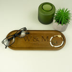 Monogram couple's oval hallway wooden tray