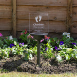 Child bereavement sympathy gift. Personalised light up LED solar powered cemetery graveside marker. Custom name remembrance plaque