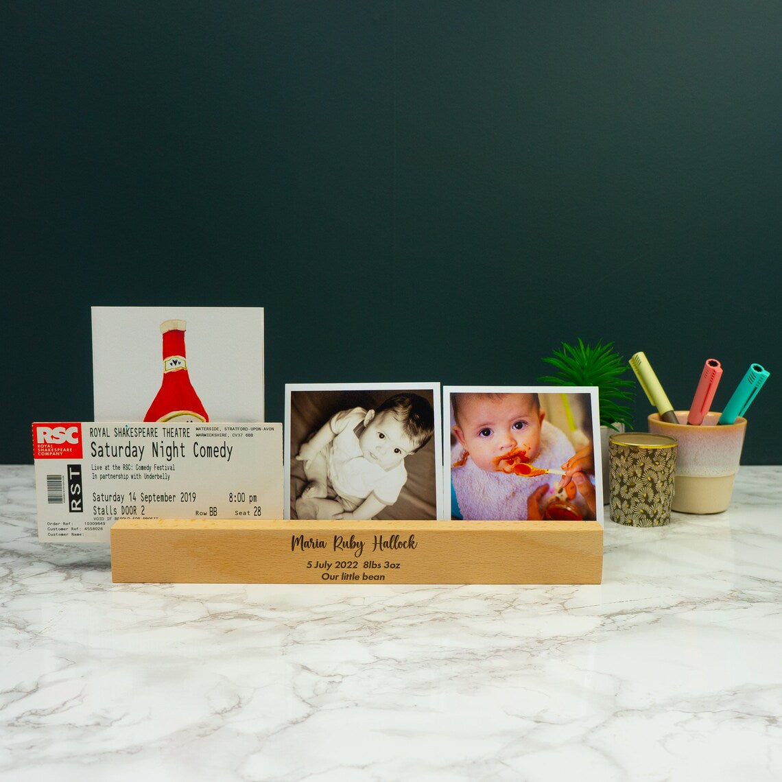 Large personalised new baby photo display block