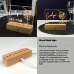 Personalised home gin bar sign. Custom mini neon light decoration