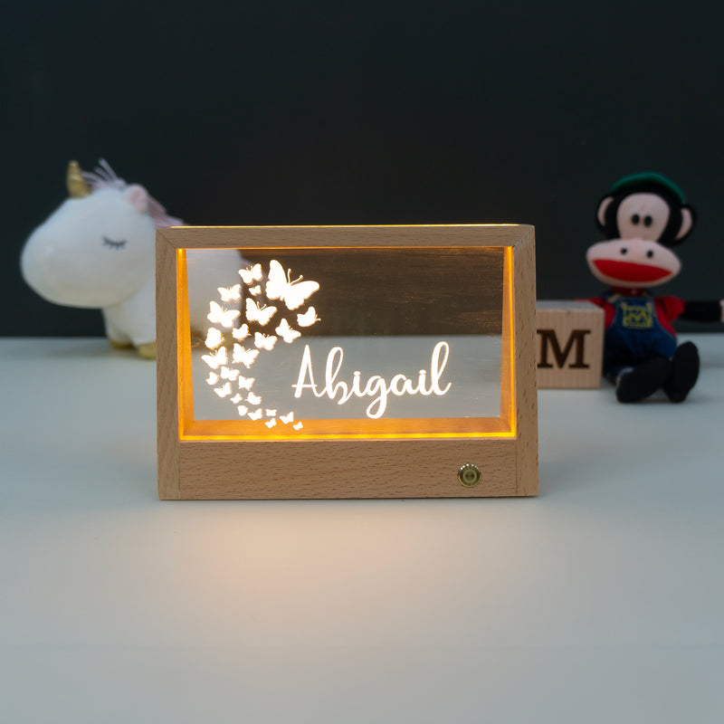 Personalised light up LED Butterfly themed name sign.