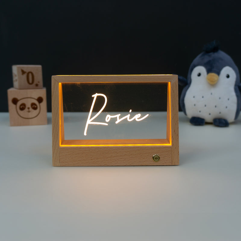 Wireless personalised LED bedroom name plaque