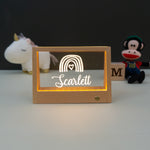 Personalised child's rainbow name sign. Light up LED night light