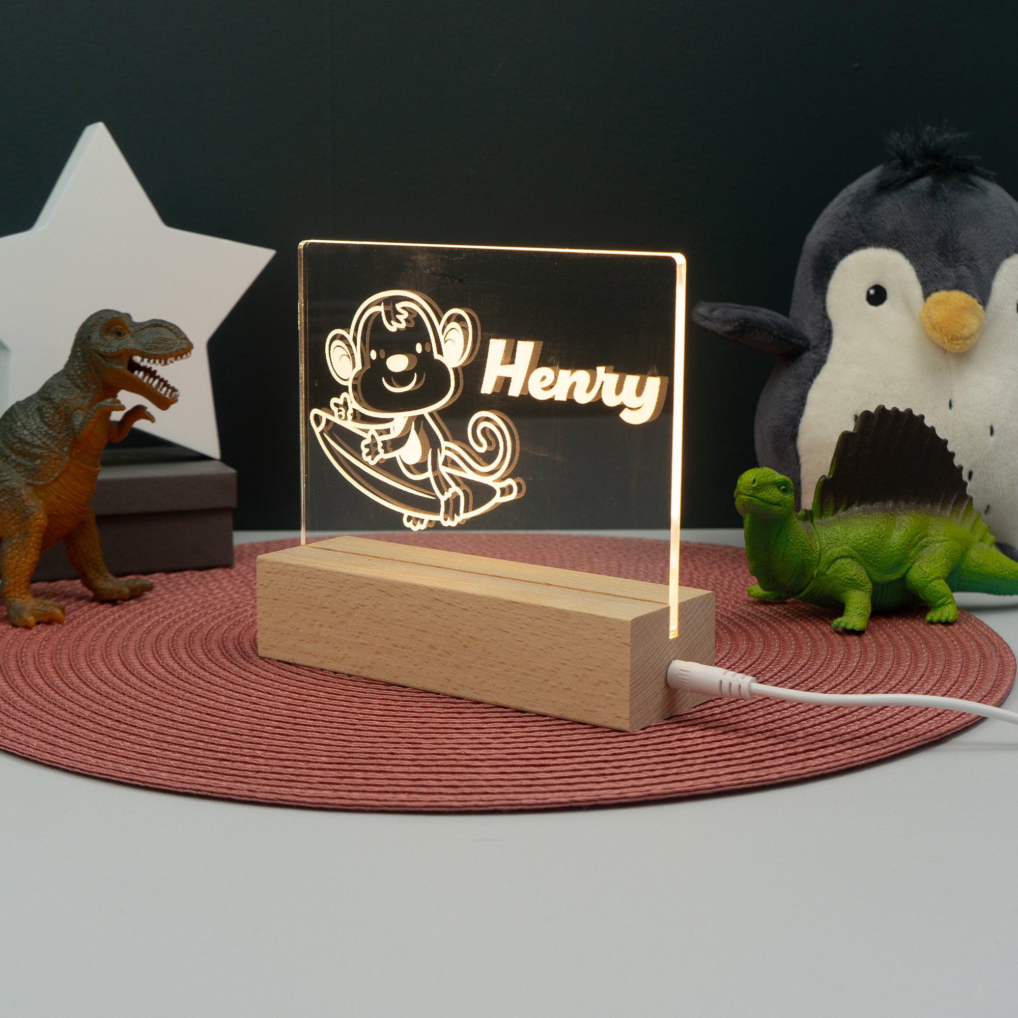 Personalised cheeky monkey light up name sign