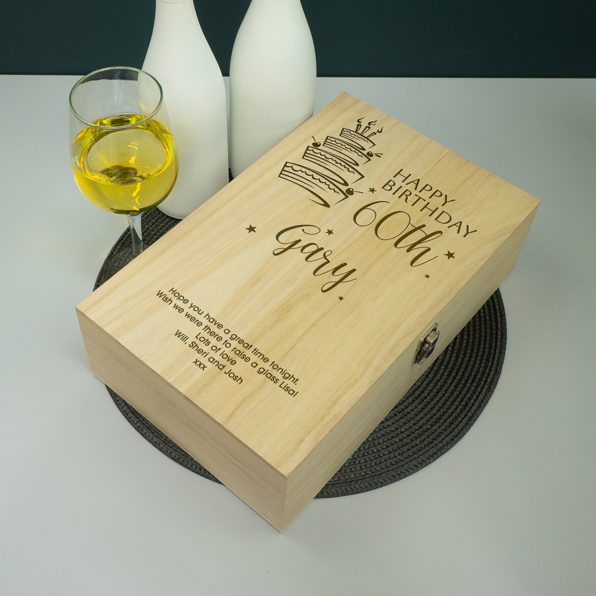 60th birthday twin wine champagne bottle gifting box