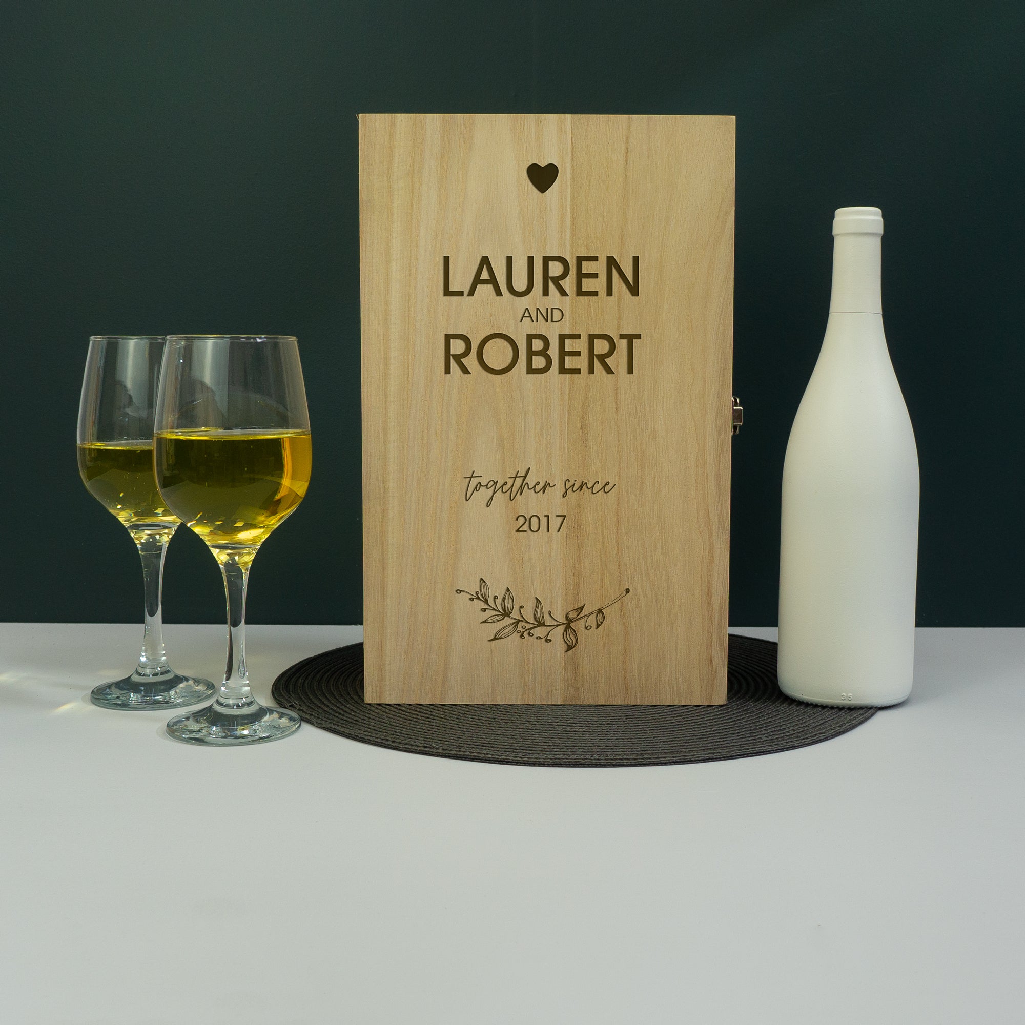 Personalised wedding anniversary twin champagne bottle gifting box