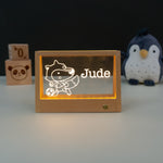 Personalised wireless rechargeable LED child's name plaque. Football fox