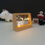 Personalised wireless rechargeable LED child's name plaque. Football fox