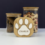 Personalised pet dog cat paw print treat jar
