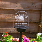 Condolence gift custom memorial sign. Solar powered multi coloured LED personalised name plaque