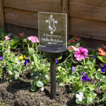 Christian cross memorial plaque Personalised solar powered outdoor LED sign