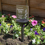 Condolence gift Thinking of you memorial present. Solar powered personalised LED garden name plaque sign