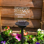 Sympathy gift Personalised LED memorial sign. Solar powered multi colour garden remembrance decoration