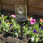 Custom memorial plaque for parents or grandparents. Personalised solar power garden graveside light up sign. in memory of, condolence gift
