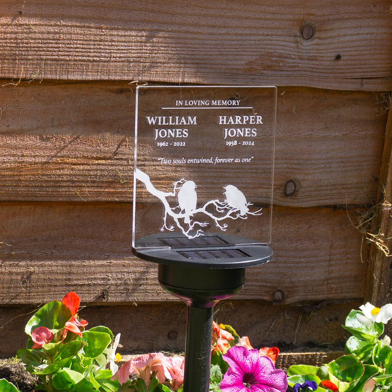 Custom made remembrance gift for couples parents Light up LED garden cemetery name plaque