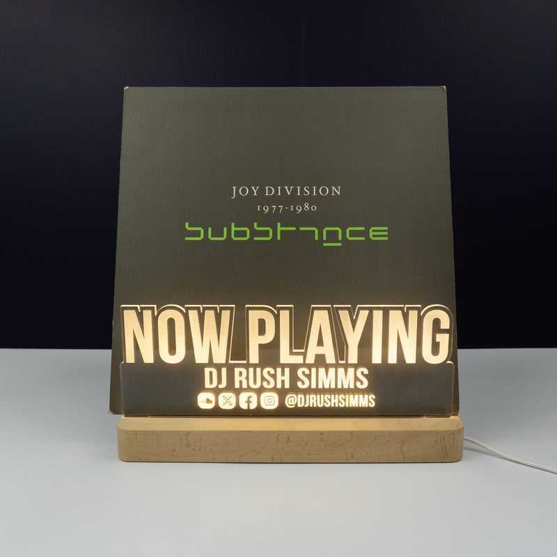 Personalised 'Now Playing' LED vinyl record sign.