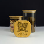 Personalised Yorkipoo Dog Treat Jar. Custom Biscuit Storage. Yorkie Poodle Cross