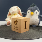 Personalised large new baby wood cube