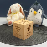 Personalised large new baby wood cube