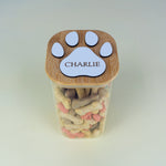 Personalised pet dog cat paw print treat jar