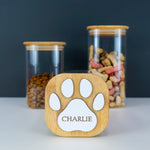 Personalised pet dog cat paw print treat jar