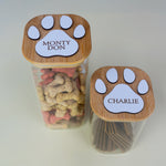 Personalised pet dog cat paw print treat jar