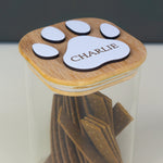 Personalised pet dog cat paw print treat jar