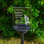 Catholic praying hands with rosary beads memorial LED sign Personalised solar powered outdoor LED name plaque