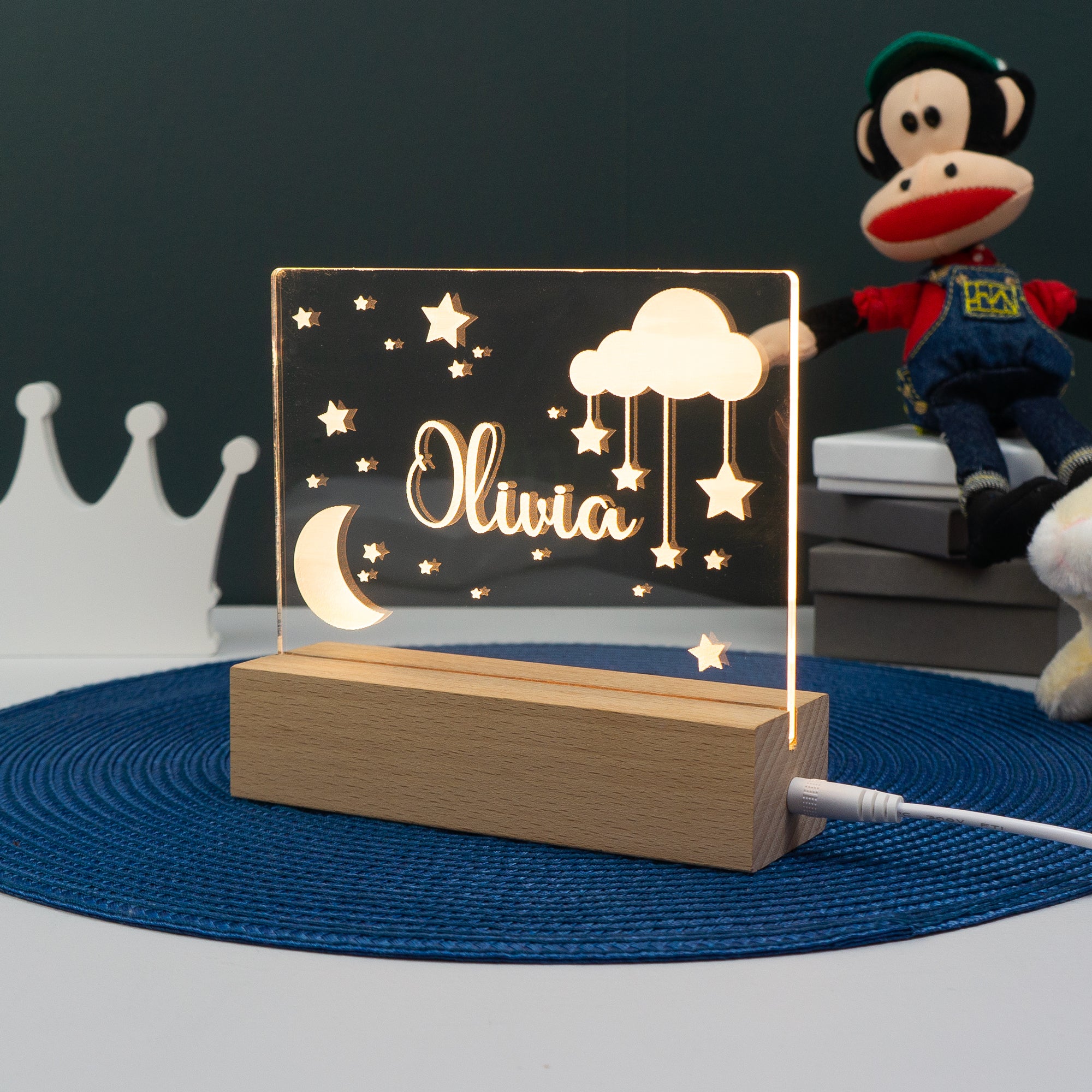 Personalised moon and star night light