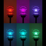 Condolence gift custom memorial sign. Solar powered multi coloured LED personalised name plaque
