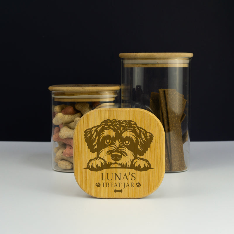 Personalised Schnoodle Dog Treat Jar | Schnauzer Cross Biscuit container