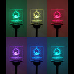 Custom memorial plaque for parents or grandparents. Personalised solar power garden graveside light up sign. in memory of, condolence gift