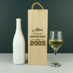 Personalised 20th Birthday present custom engraved wood champagne gifting box