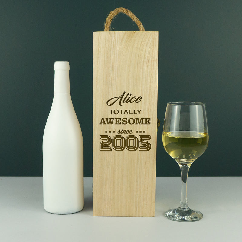 Personalised 20th Birthday present custom engraved wood champagne gifting box