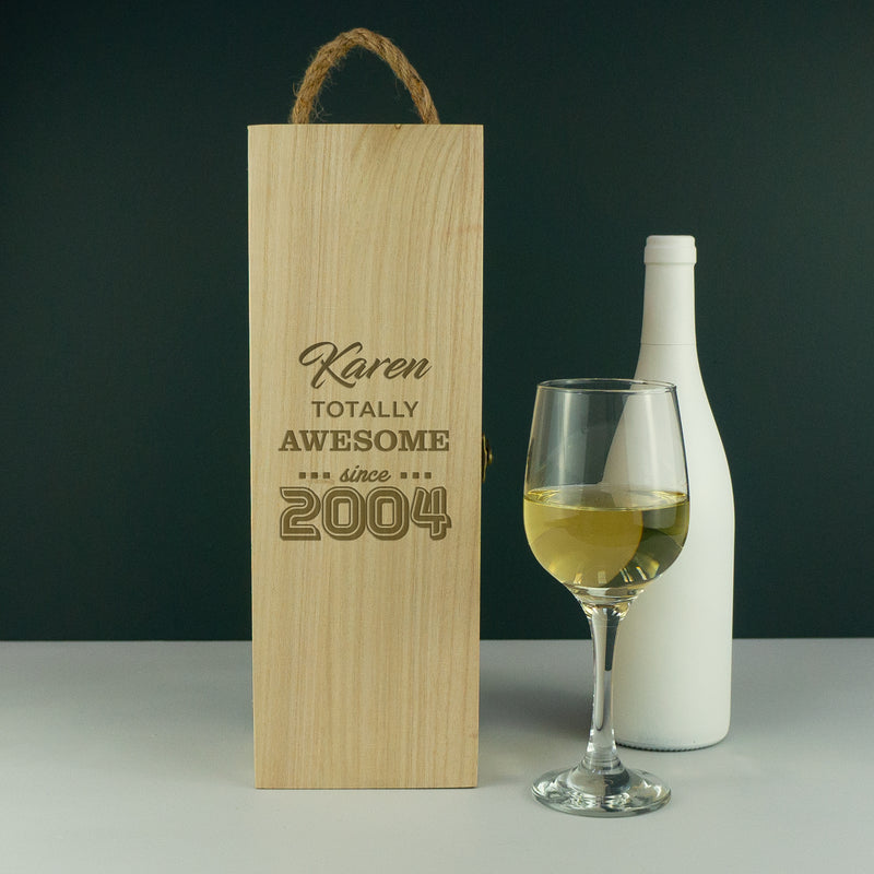 Personalised 21st Birthday present custom engraved wood champagne gifting box