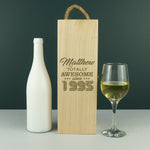 Personalised 30th Birthday present custom engraved wood champagne gifting box