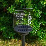 Condolence gift Thinking of you memorial present. Solar powered personalised LED garden name plaque sign