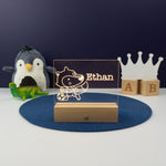 Personalised LED name sign. Baby football fox light up bedroom plaque
