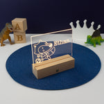 Personalised LED name sign. Baby football fox light up bedroom plaque